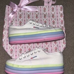 Superga White Sneakers with Pastel Soles